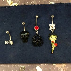 Lot of four belly button rings!